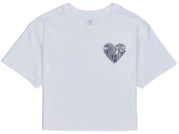 Converse WOMENS  LEFT CHEST HEART CROPPED TEE Női crop top, fehér, veľkosť L