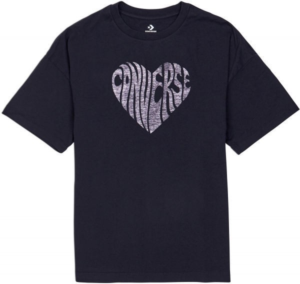 Converse WOMENS HEART REVERSE PRINT TEE Női póló, fekete, veľkosť XS