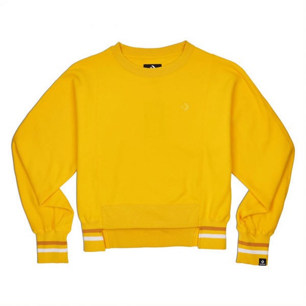 Converse WOMENS ASYMMETRICAL RIB CREW Női aszimmetrikus pulóver, sárga, veľkosť XS