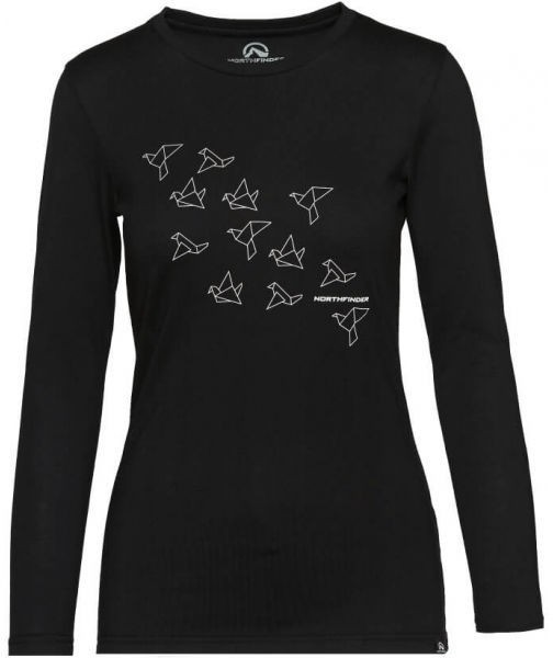 Northfinder SEWIRA Női pamut póló nyomott mintával, fekete, méret