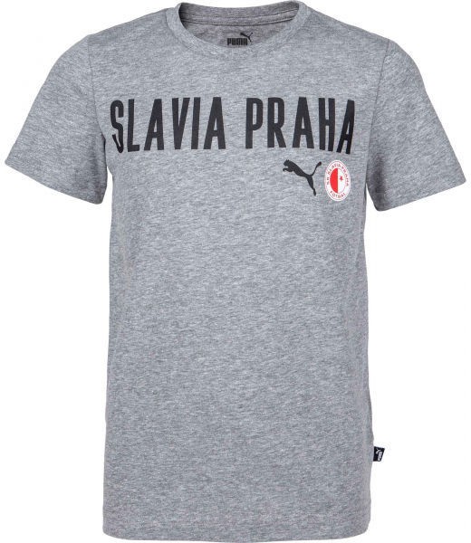 Puma Slavia Prague Graphic Tee Jr GRY Fiú póló, szürke, méret