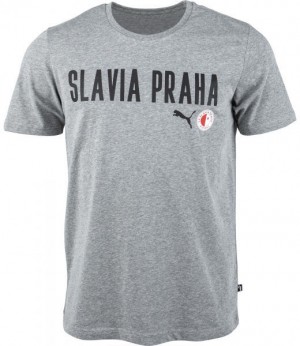 Puma Slavia Prague Graphic Tee DBLU Férfi póló, szürke, méret galéria