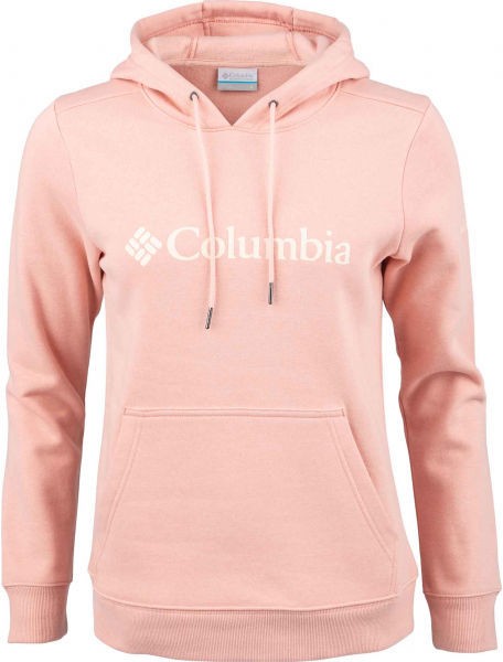 Columbia LOGO HOODIE Női pulóver, Lazac szín, méret XS