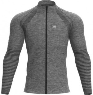 Compressport SEAMLESS ZIP SWEATSHIRT Férfi pulóver, szürke, méret galéria