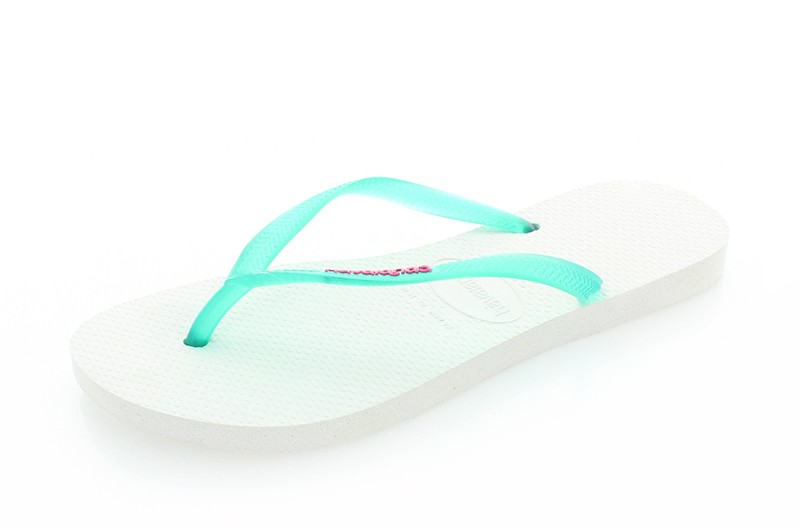 Fehér-türkiz papucs Havaianas Slim Logo