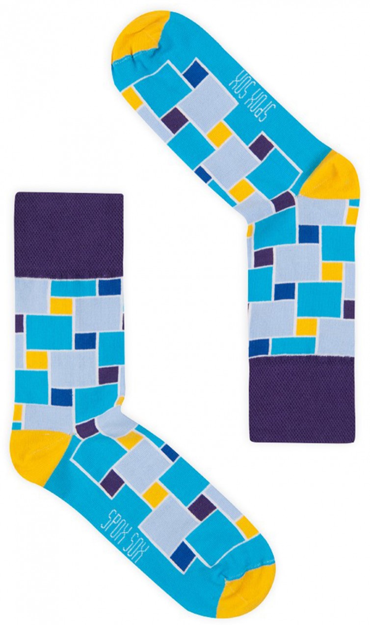 Kék-sárga unisex zokni Spox Sox Abstraction