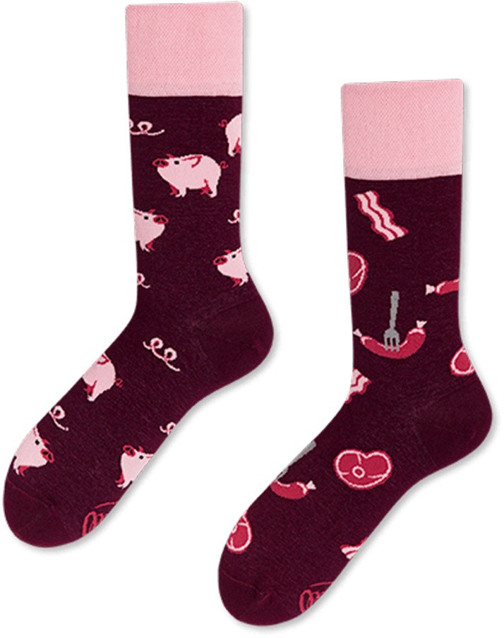 Bordó-rózsaszín zokni Piggy Tales