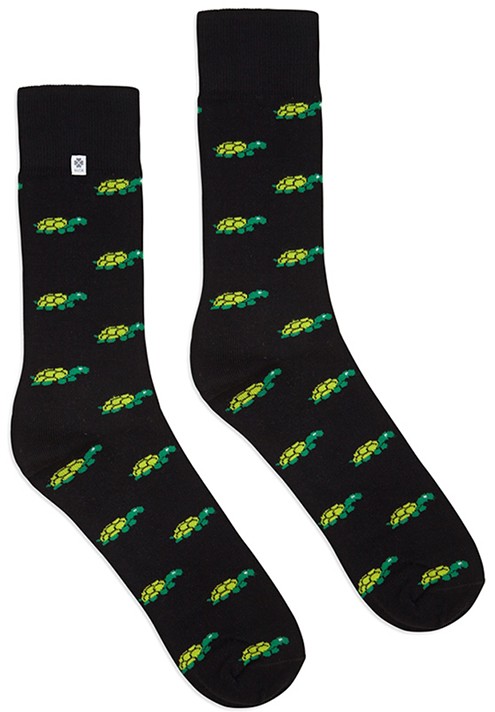 Fekete-zöld zokni Turtle