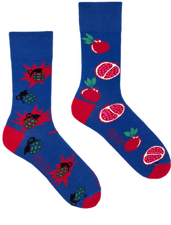 Kék-piros zokni Spox Sox Grenade / Pomegranate