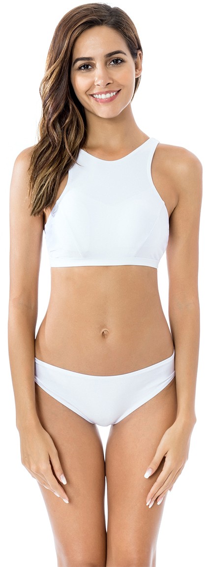 Fehér párnázott bikini Crop Top