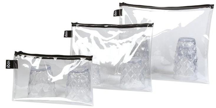 Három részes neszeszer szett Transparent Zip Pockets