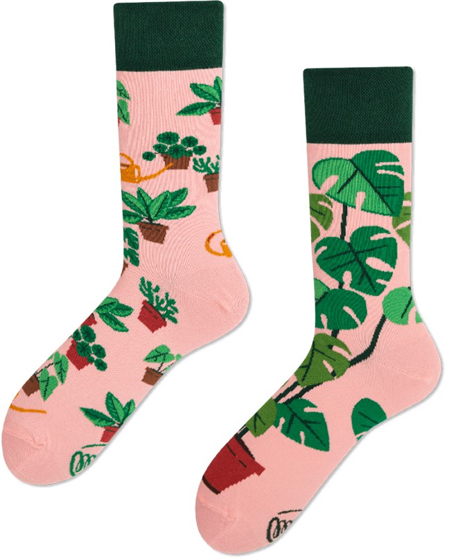 Rózsaszín-zöld zokni Plant Lover