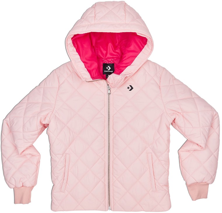 Női világosrózsaszín kabát Quilted Poly Puffer