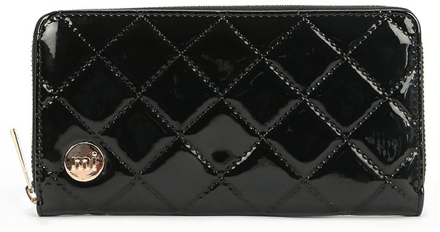 Fekete pénztárca Zip Purse Patent Quilt