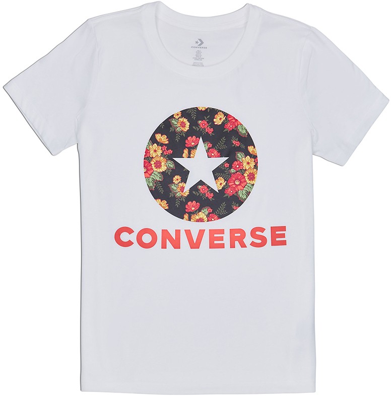 Fehér póló Converse in Bloom Floral Tee