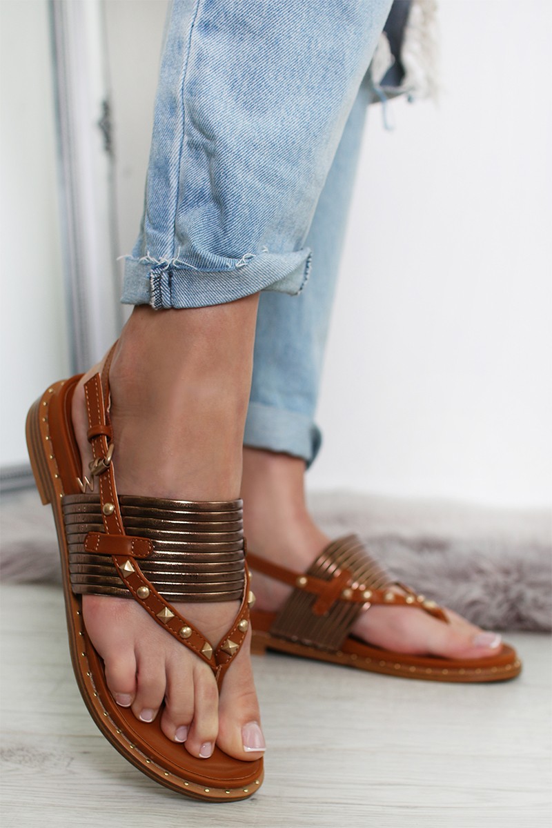 Barna-bronz szandál Clipper Ann Thong