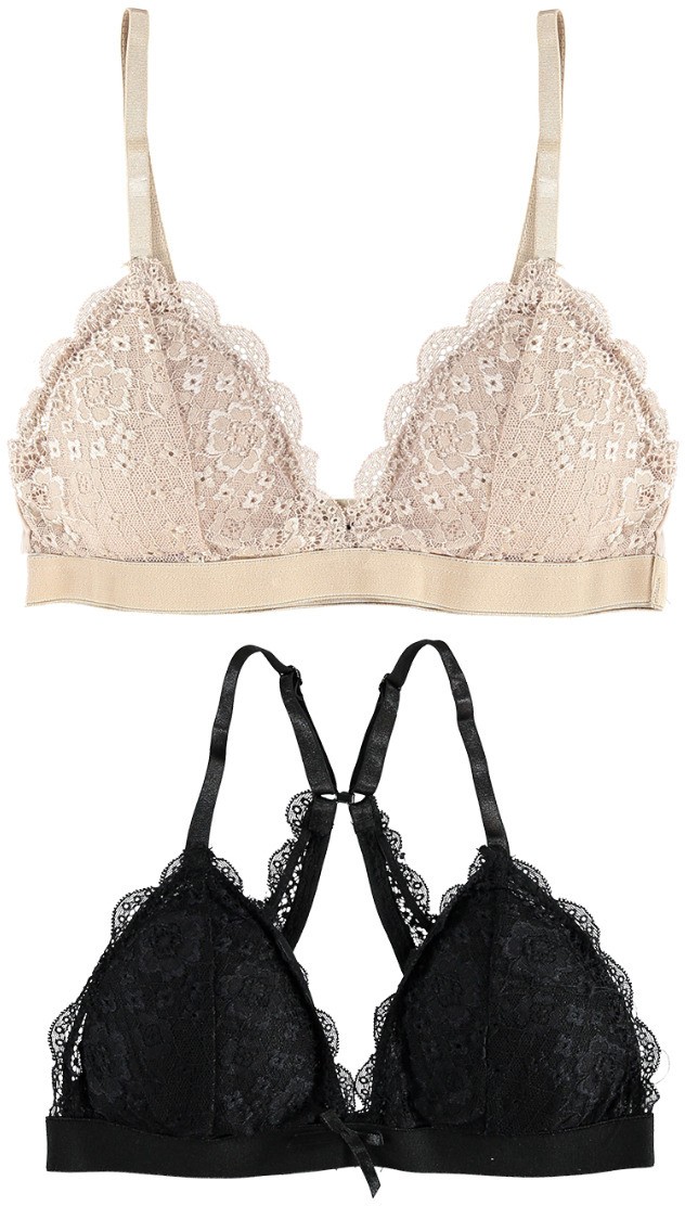 Bézs-fekete bralette melltartó Right Angle 2pack