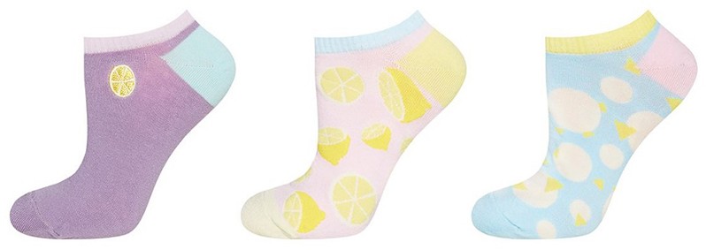 Többszínű női bokazokni Lemon - 3pack