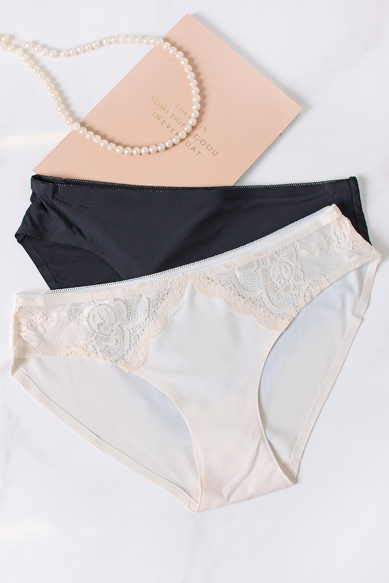 Alsó duopack Back to the Fused Bikinis - törtfehér + fekete