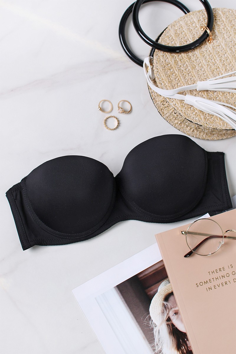 Fekete push-up melltartó Secret Strapless Bra