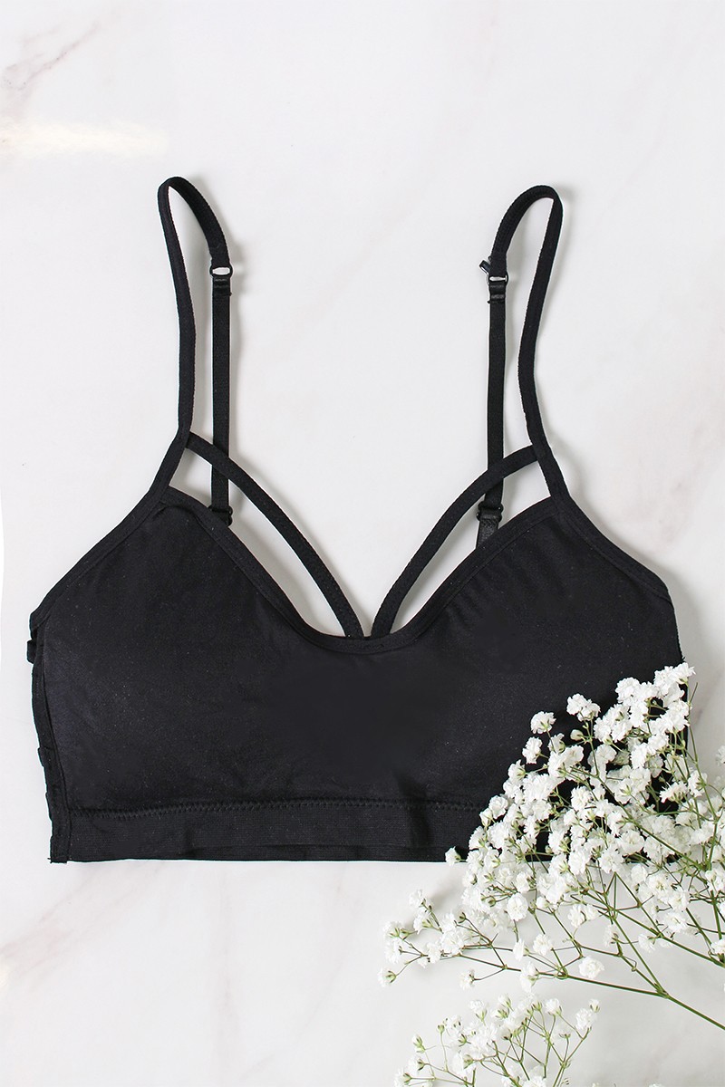 Fekete párnázott melltartó Side Swipe Seamless Bra