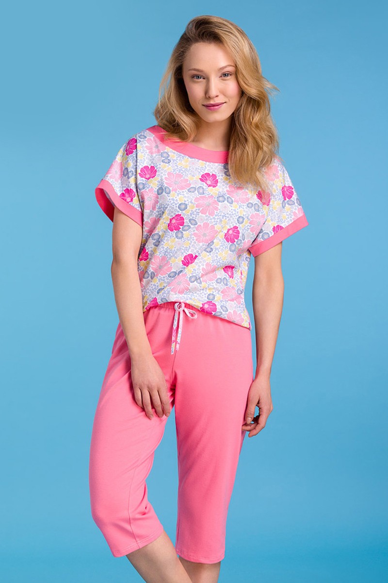 Rózsaszín virágmintás pizsama PY121