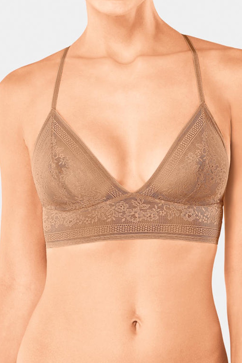 Sötétbézs párnázatlan melltartó Zero Lace Bralette