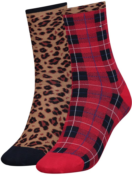 Barna-piros zokni Leopard Sock - 2pack