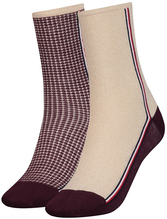 Bordó-arany zokni Houndstooth Lurex - 2pack