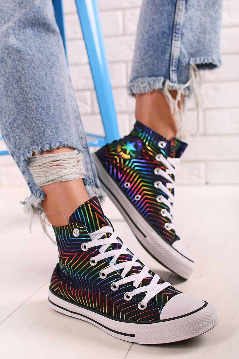 Fekete magasszárú tornacipő Chuck Taylor All Star Exploding Star