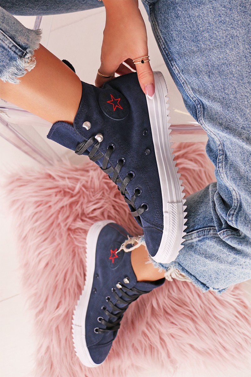 Sötétkék bőr magasszárú tornacipő Chuck Taylor All Star Hiker Final Frontier