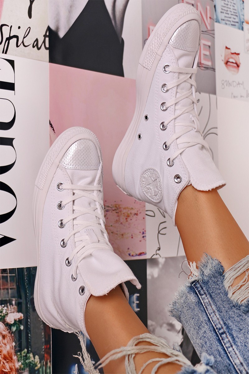 Fehér bőr magasszárú tornacipő Chuck Taylor All Star Stargazer