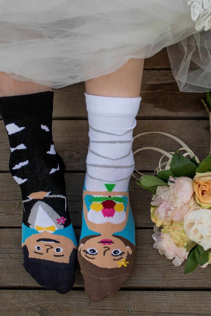 Többszínű zokni Bride And Groom