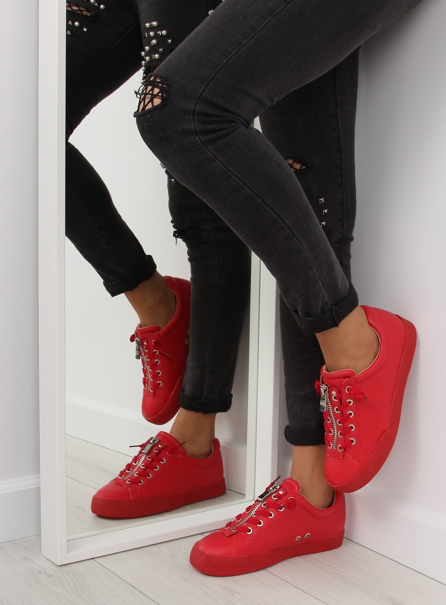 Női műbőr utcai sportos cipő (7209), piros