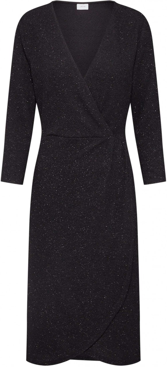 JACQUELINE De YONG Koktélruhák 'JDYCAROL 3/4 GLITTER WRAP DRESS EXP'  fekete