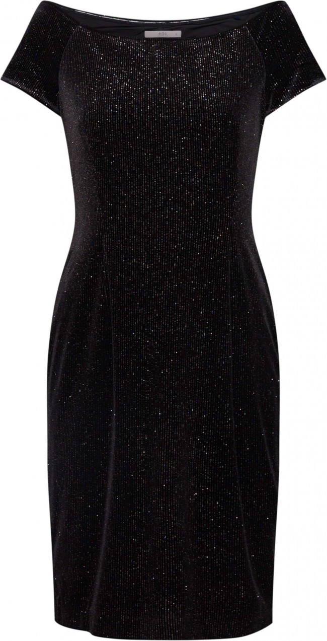 EDC BY ESPRIT Ruha 'velvet dress mu Dresses knitted'  fekete
