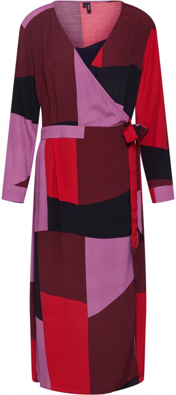 VERO MODA Ruha 'VMMOLLY WRAP 7/8 CALF DRESS'  rózsaszín / piros