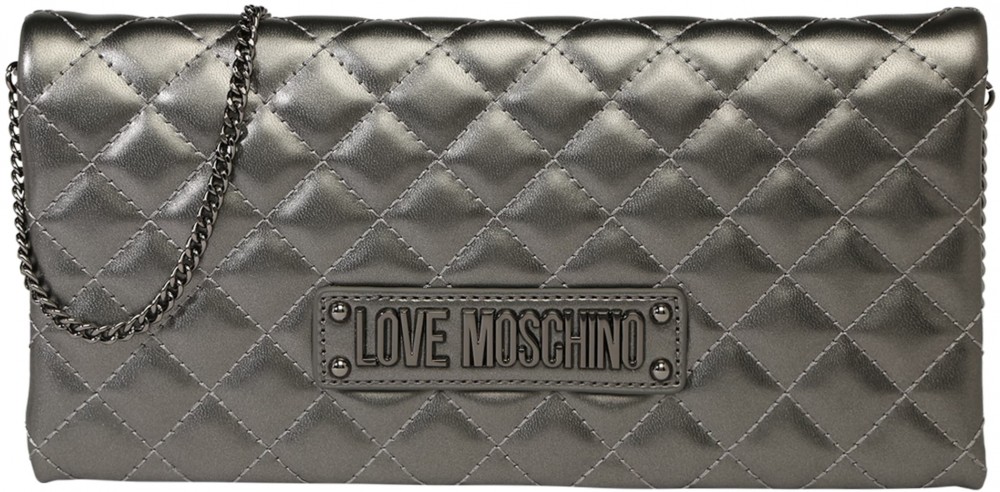 Love Moschino Válltáska 'BORSA QUILTED NAPPA PU NERO'  ezüst