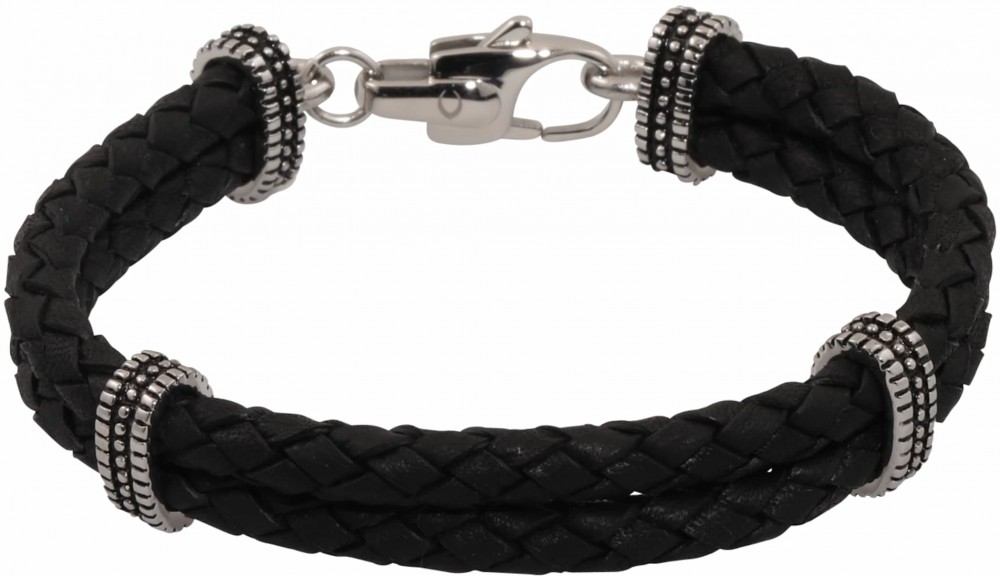 Karkötő 'Leather Bracelet black' ROYAL-EGO Fekete ROYAL-EGO