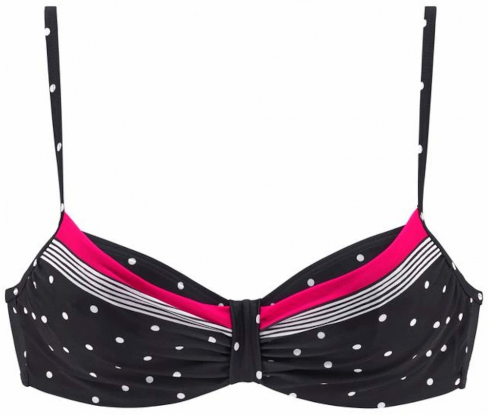 LASCANA Bikini felső 'Monroe'  neon-rózsaszín / fekete / fehér