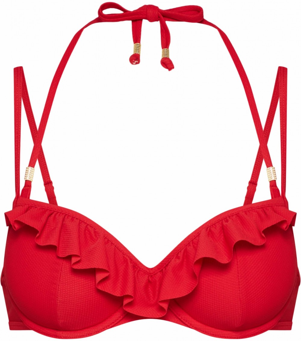 Hunkemöller Bikini felső 'Scarlet Ruffle Demi PW'  piros