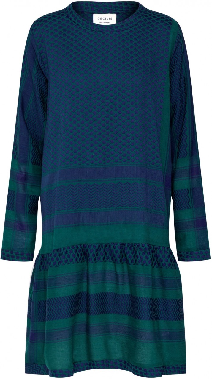 Cecilie Copenhagen Ruha 'Dress 2O Long Sleeves'  zöld / fekete