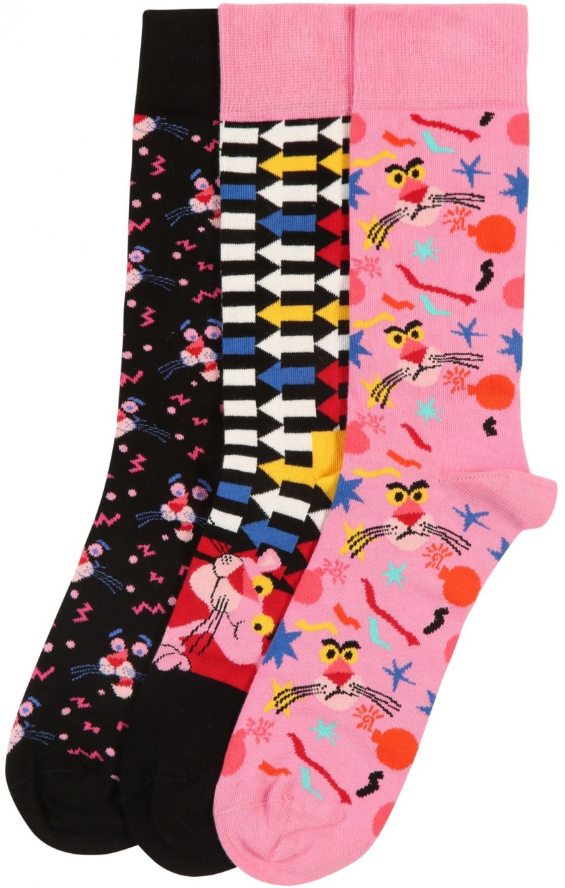Happy Socks Zokni '3-Pack Pink Panther Sock Box '  világos-rózsaszín / fekete