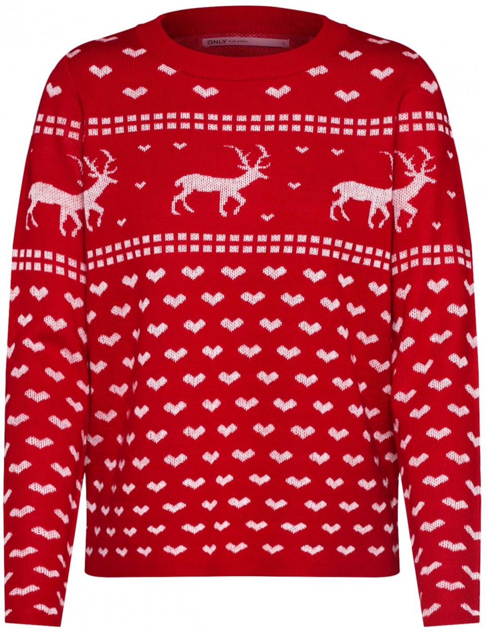 ONLY Pulóver 'HEARTMAS'  piros