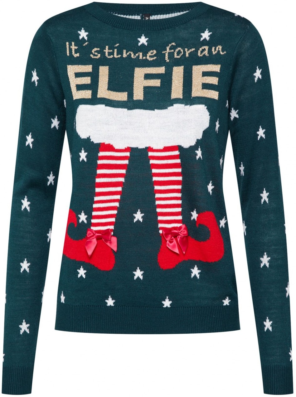 ONLY Pulóver 'ELFIE TIME PULLOVER EX KNT'  zöld