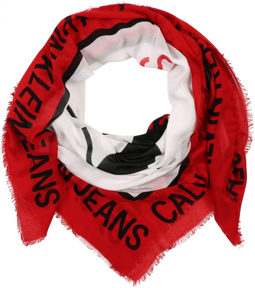 Calvin Klein Jeans Kendő 'CKJ FRONT MONOGRAM SCARF W'  piros / fehér