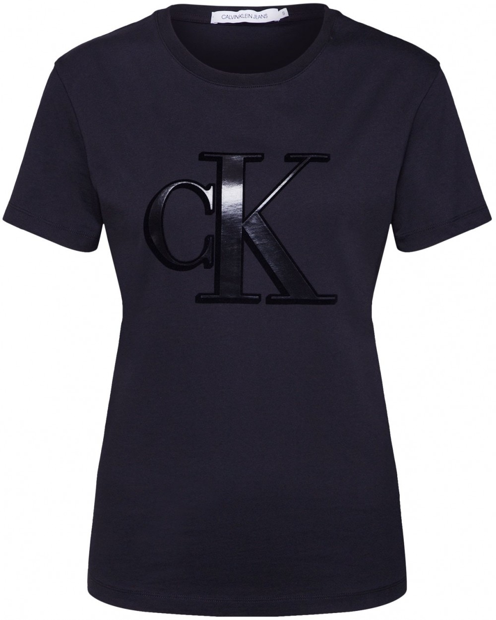 Calvin Klein Jeans Póló 'FLOCK MONOGRAM CK SLIM TEE'  fekete