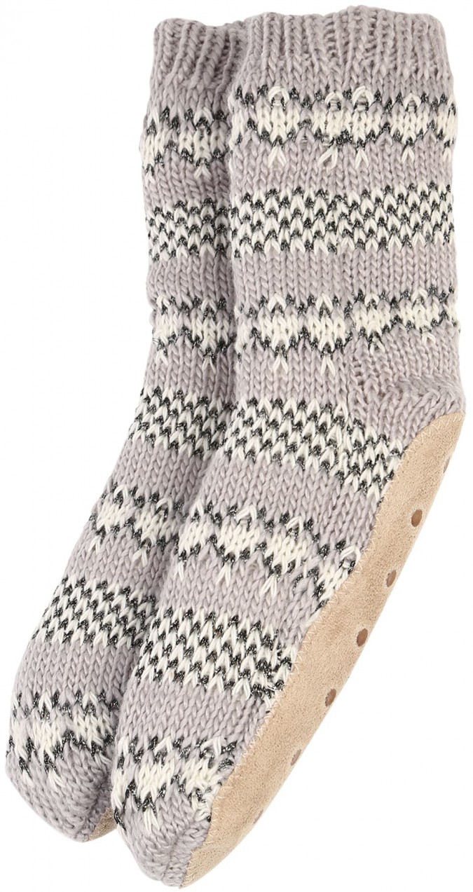 Hunkemöller Zokni 'Fairisle Lurex Sock Boot'  szürke