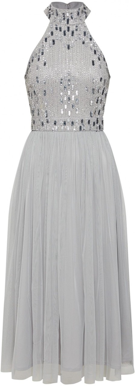 LACE & BEADS Estélyi ruhák 'Cecilia Midi'  szürke
