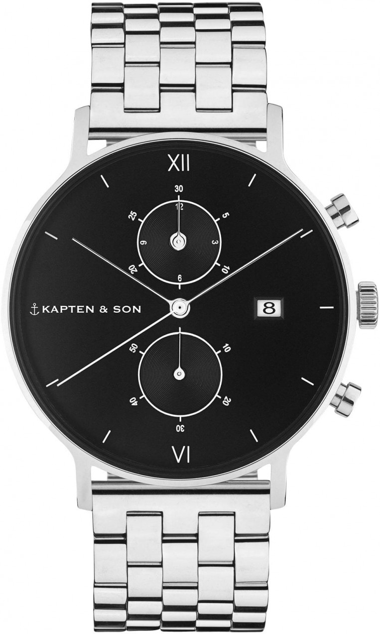 Kapten & Son Analóg órák 'Chrono Silver Steel'  fekete / ezüst
